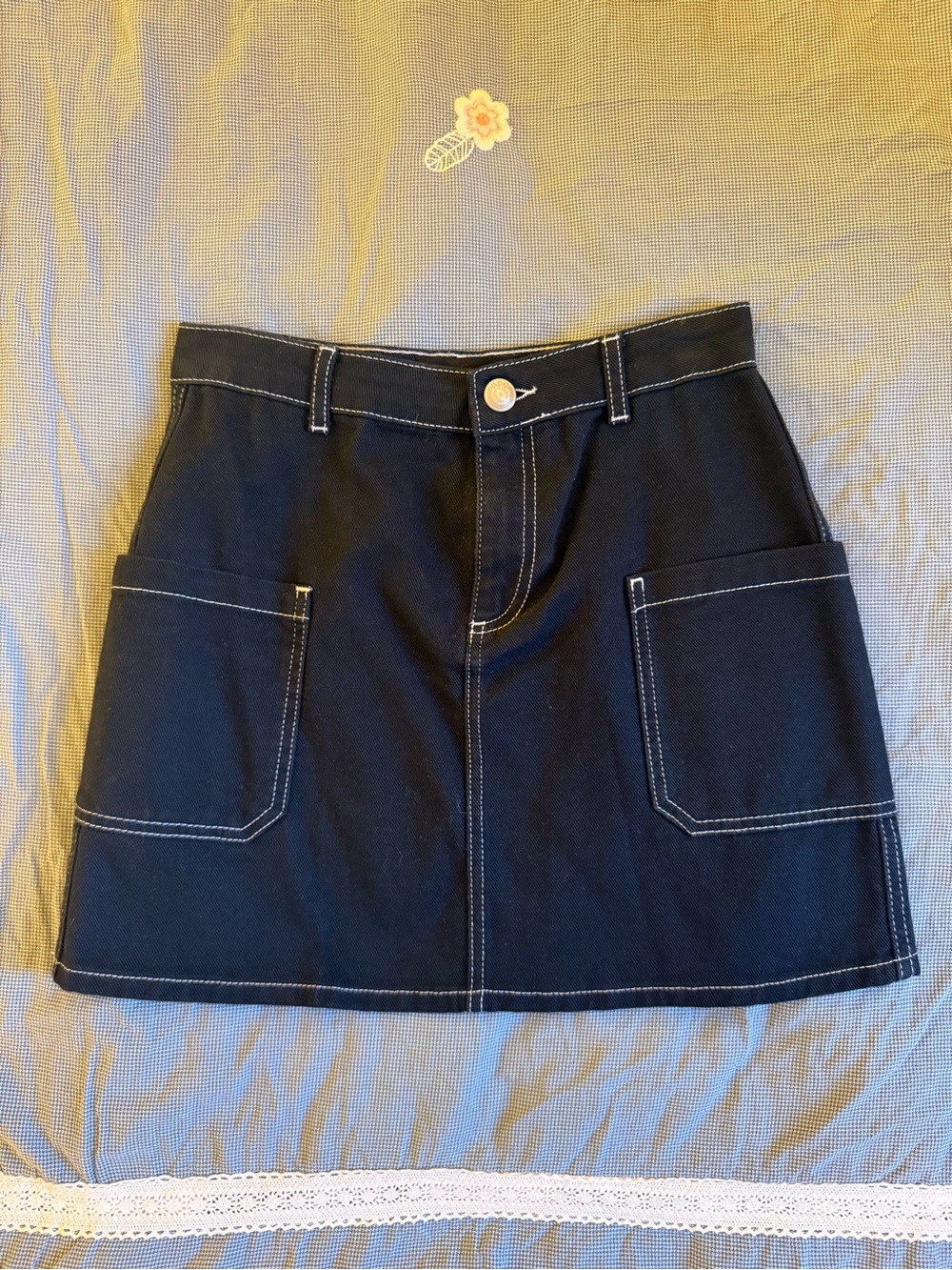 BDG Woman Black Denim Mini Skirt with Contrast Stitching Size S